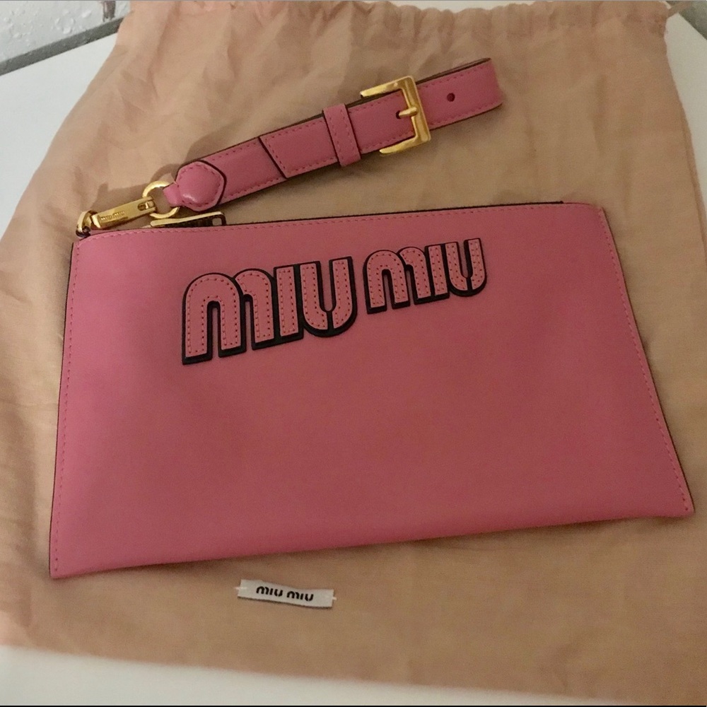 (Sold) Miu miu wristlet in Pink